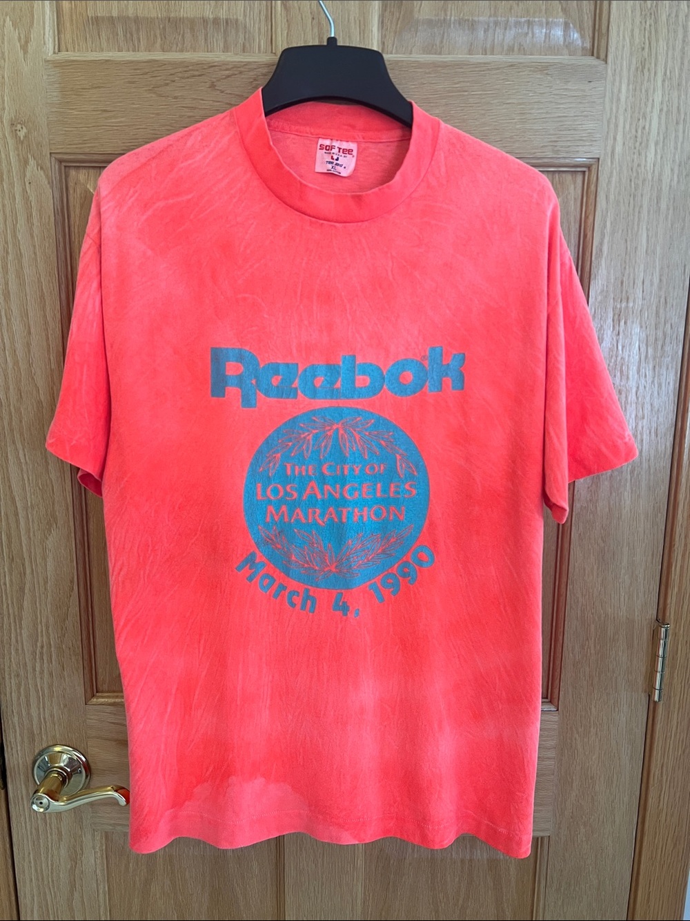Sof Tee - Reebok Coral Orange Short Sleeve Los Angeles Marathon Tee